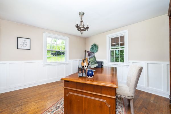 Chandelier, Home Office, Interior, Wood Texture Flooring