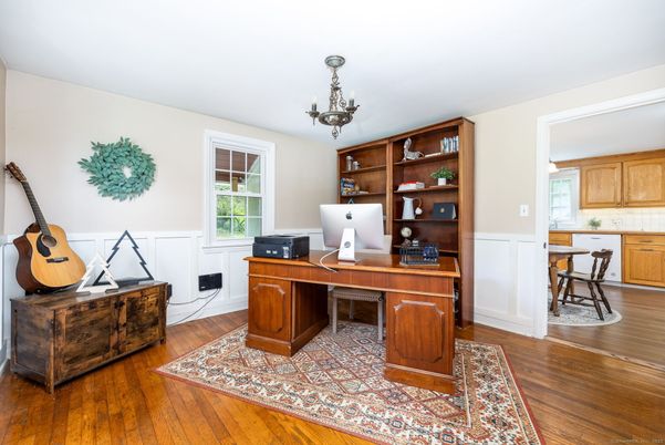 Chandelier, Home Office, Interior, Wood Texture Flooring