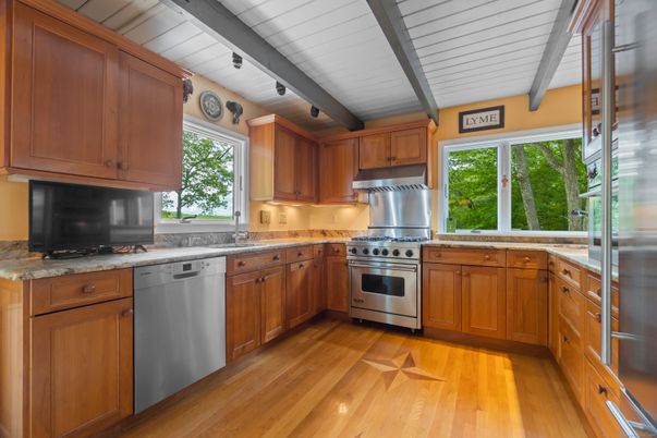Interior, Kitchen, Stainless Steel Appliances, Wood Texture Flooring