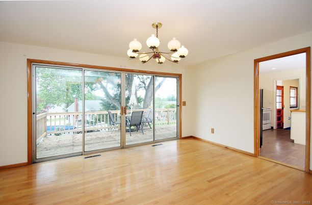 Chandelier, Empty room, Interior, Wood Texture Flooring