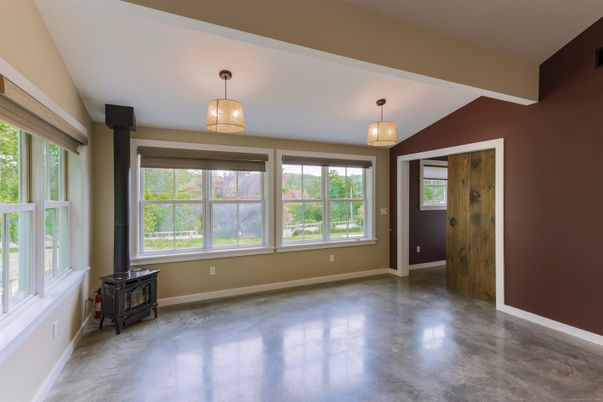 Empty room, Fireplace, Interior, Pendant Lights