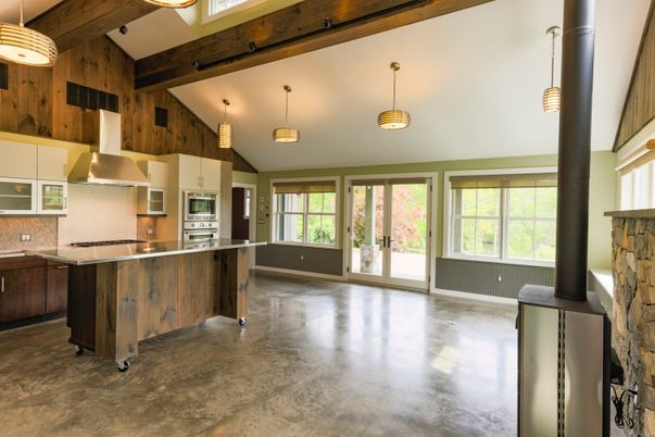 Empty room, Interior, Kitchen, Pendant Lights