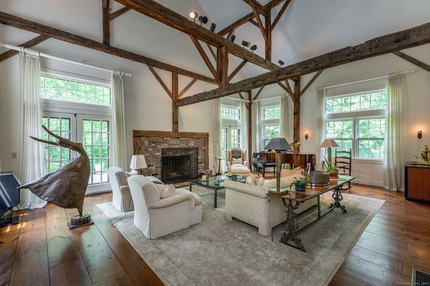 Fireplace, Interior, Living room, Wooden Beams, Wood Texture Flooring