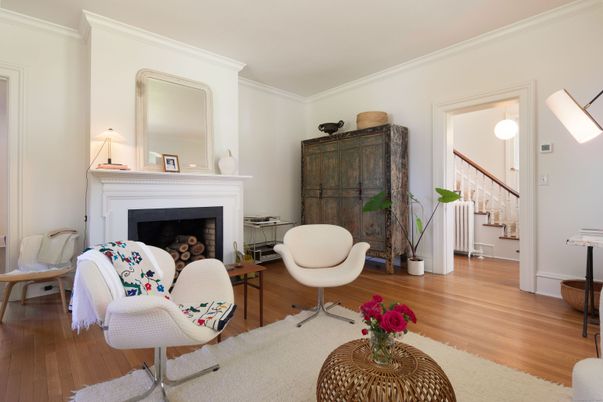 Fireplace, Home Office, Interior, Wood Texture Flooring