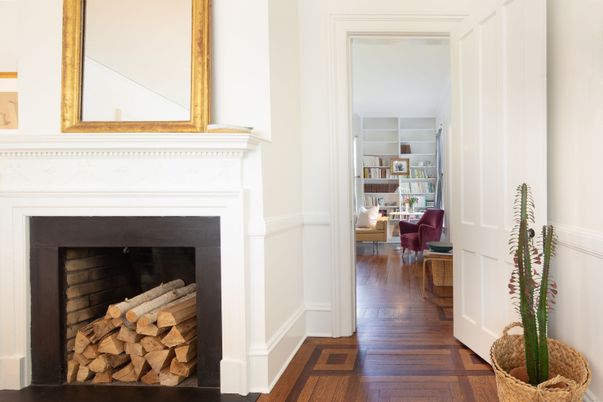 Fireplace, Interior, Wood Texture Flooring
