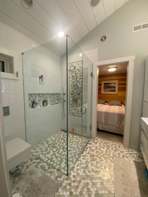 Bathroom, Bedroom, Glass Shower, Interior, Recessed Lighting