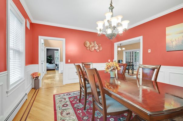 Chandelier, Dining room, Interior, Wood Texture Flooring