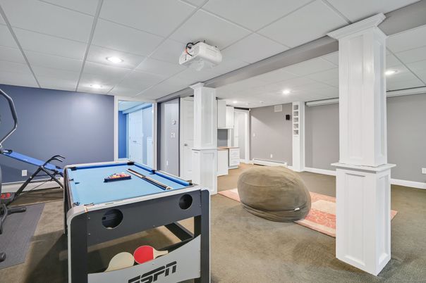 Billiard Table, Game Room, Interior, Recessed Lighting