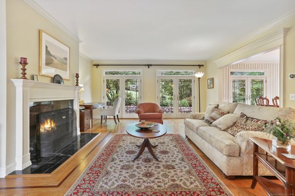 Dining room, Fireplace, Interior, Living room, Wood Texture Flooring