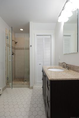 Bathroom, Glass Shower, Interior, Recessed Lighting