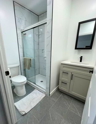 Bathroom, Glass Shower, Interior, Marble Walls
