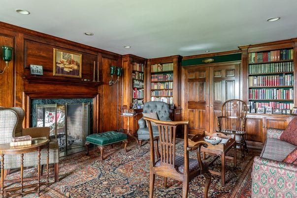 Fireplace, Interior, Recessed Lighting, Wooden Walls
