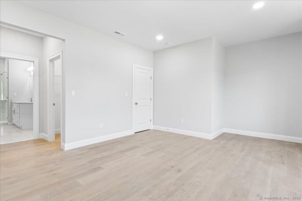 Bathroom, Empty room, Interior, Recessed Lighting, Wood Texture Flooring
