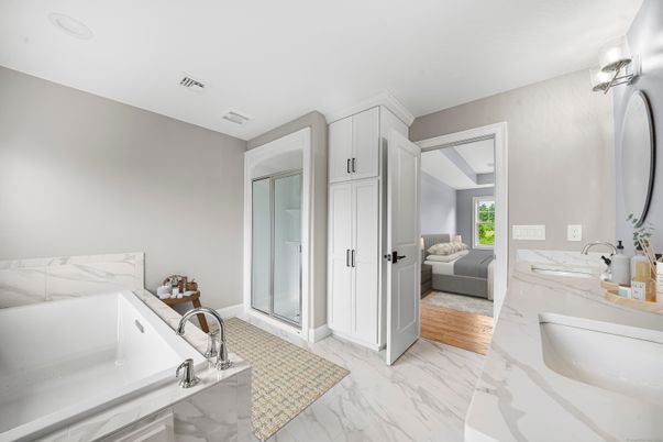 Bathroom, Dual Sink Vanities, Interior, Marble