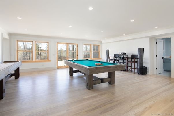 Billiard Table, Game Room, Interior, Recessed Lighting, Wood Texture Flooring