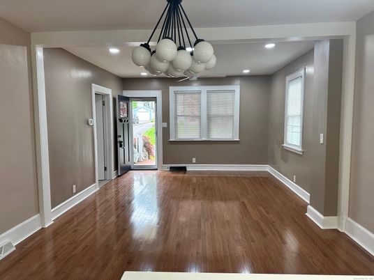 Empty room, Interior, Pendant Lights, Recessed Lighting, Wood Texture Flooring