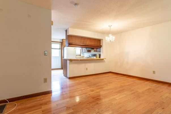 Chandelier, Empty room, Interior, Kitchen, Wood Texture Flooring