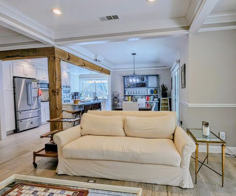 Dining room, Interior, Kitchen, Living room, Pendant Lights, Recessed Lighting, Wood Texture Flooring