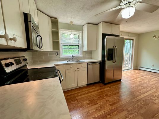 Interior, Kitchen, Stainless Steel Appliances, Wood Texture Flooring