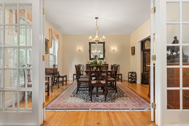 Chandelier, Dining room, Interior, Wood Texture Flooring