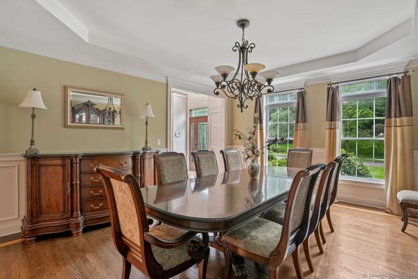 Chandelier, Dining room, Interior, Wood Texture Flooring