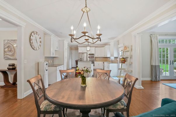 Chandelier, Dining room, Interior, Kitchen, Wood Texture Flooring