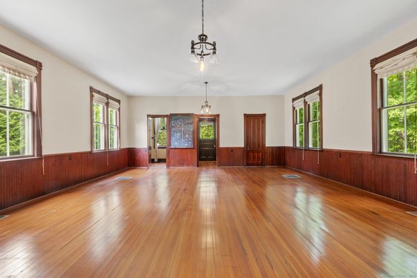 Empty room, Interior, Pendant Lights, Wood Texture Flooring