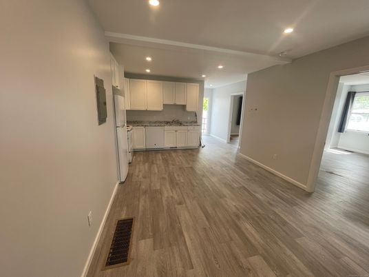 Interior, Kitchen, Recessed Lighting, Wood Texture Flooring