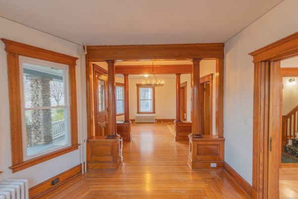 Chandelier, Interior, Pendant Lights, Wooden Beams, Wood Texture Flooring