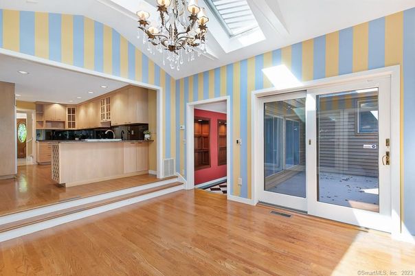 Chandelier, Interior, Kitchen, Recessed Lighting, Wood Texture Flooring