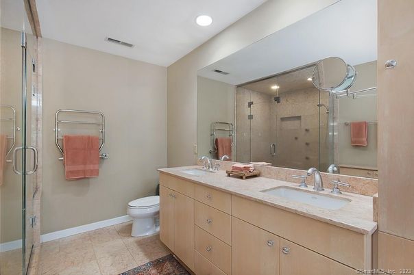 Bathroom, Dual Sink Vanities, Glass Shower, Interior, Recessed Lighting