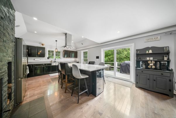Interior, Kitchen, Pendant Lights, Recessed Lighting, Wood Texture Flooring
