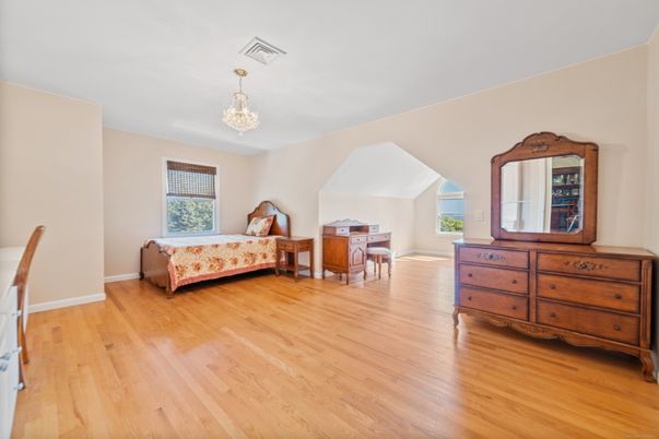 Bedroom, Chandelier, Interior, Piano, Wood Texture Flooring