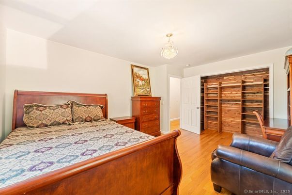 Bedroom, Chandelier, Interior, Wood Texture Flooring
