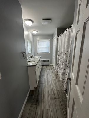 Bathroom, Dual Sink Vanities, Interior, Wood Texture Flooring
