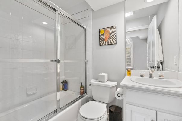 Bathroom, Glass Shower, Interior, Recessed Lighting
