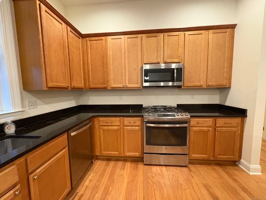 Interior, Kitchen, Stainless Steel Appliances, Wood Texture Flooring