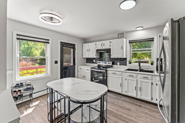 Interior, Kitchen, Stainless Steel Appliances, Wood Texture Flooring