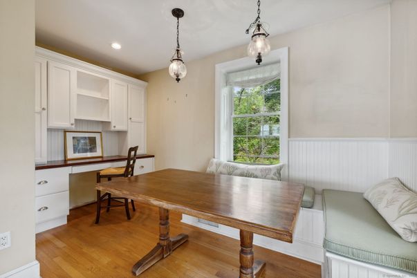 Home Office, Interior, Pendant Lights, Recessed Lighting, Wood Texture Flooring