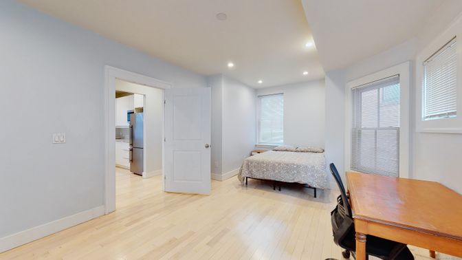 Bedroom, Home Office, Interior, Recessed Lighting, Wood Texture Flooring