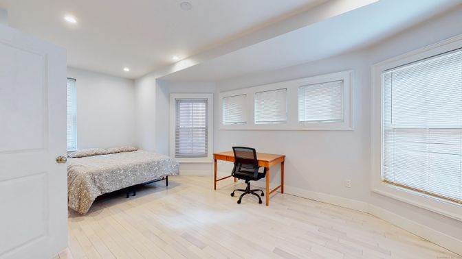 Bedroom, Home Office, Interior, Recessed Lighting, Wood Texture Flooring
