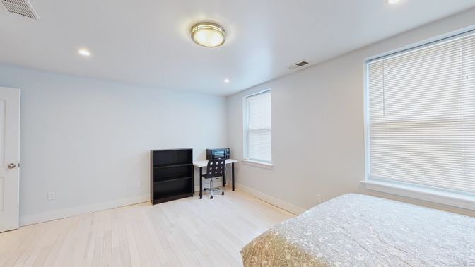 Bedroom, Home Office, Interior, Recessed Lighting, Wood Texture Flooring