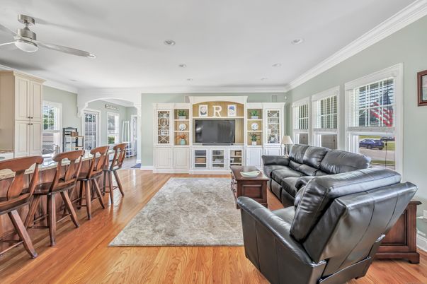 Interior, Living room, Recessed Lighting, Wood Texture Flooring