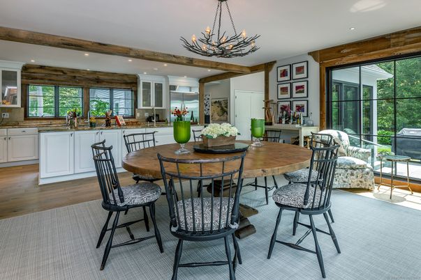 Chandelier, Dining room, Interior, Kitchen, Recessed Lighting, Wood Texture Flooring