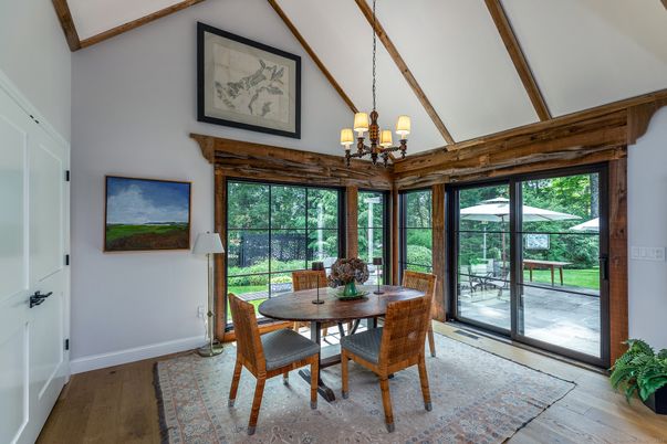 Chandelier, Dining room, Interior, Sun Room, Wood Texture Flooring
