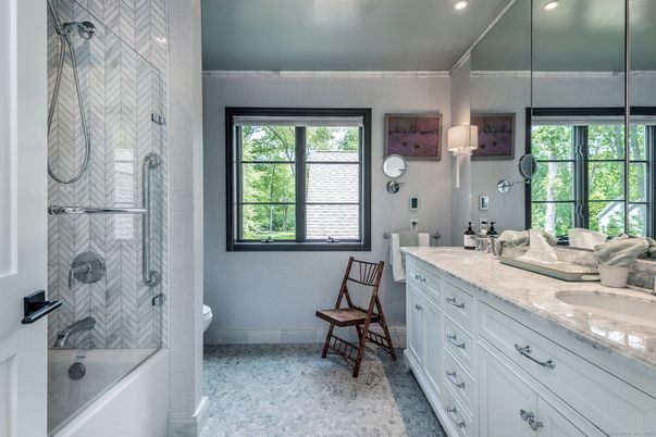 Bathroom, Dual Sink Vanities, Glass Shower, Interior, Recessed Lighting
