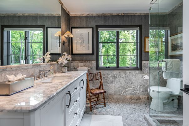 Bathroom, Glass Shower, Interior, Marble