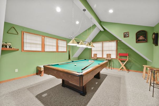 Billiard Table, Game Room, Interior, Pendant Lights, Recessed Lighting