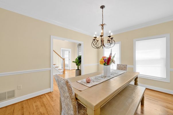 Chandelier, Dining room, Interior, Wood Texture Flooring