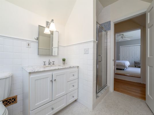 Bathroom, Bedroom, Glass Shower, Interior, Wood Texture Flooring